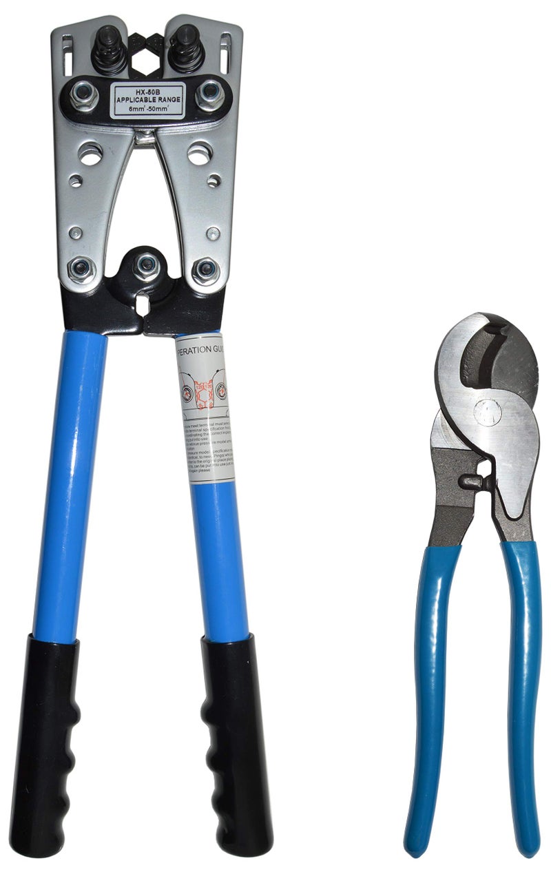 EX ELECTRONIX EXPRESS Battery Cable Lug Wire Crimper and Cable Cutter for 0, 1, 2, 4, 6, 8, 10 AWG - Professional Electrician Crimping Tool Kit by EX ELECTRONIX EXPRESS - Image 1